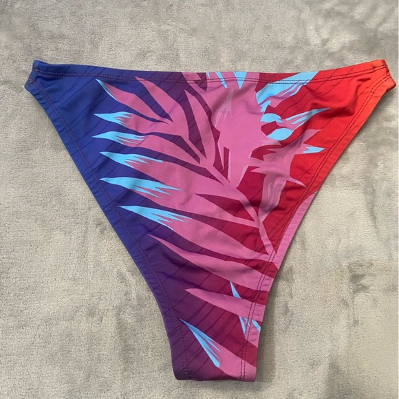 New! Bfyne Alieva Pink Blue Tropical Print Bikini Bottom 10597 - Picture 3 of 7
